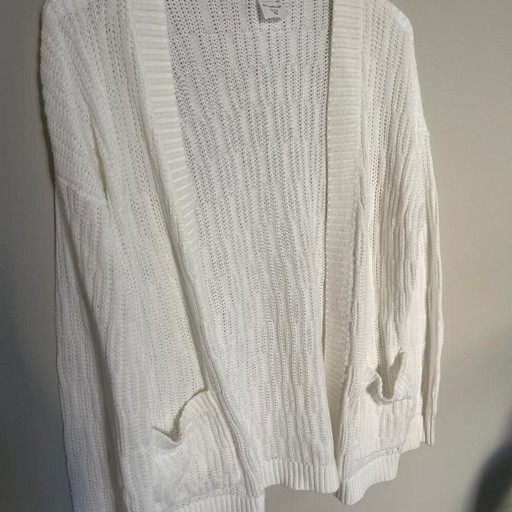 Abercrombie Kids White Open Knit Cardigan Sweater 13/14 Oversized Coastal